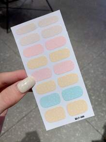 1 件全新时尚全覆盖指甲贴纸，防水可剥离指甲贴纸，女士指甲贴花，自粘指甲贴，易于使用，适合节日、派对礼服、生日礼物指甲 - 淺粉色 - 查看 3