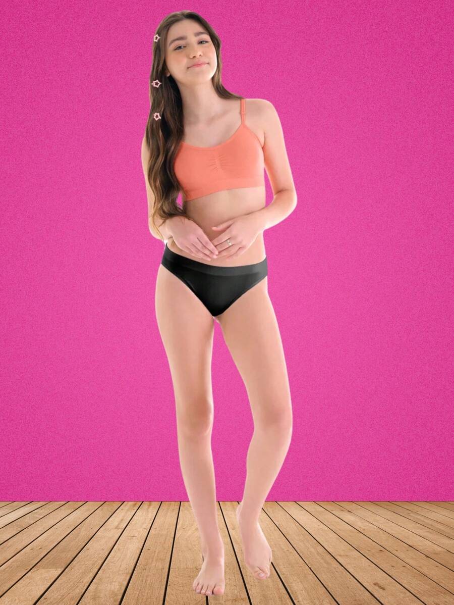 Teen Thong Panties Basic Seamless Comfortable - 黑色 - 查看 1