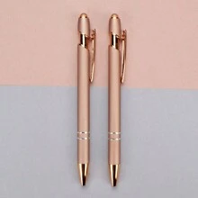 1pc/2pcs/5pcs/10pcs/20pcs/30pcs Metal Creative Pink Gold Pen, Customized Laser Engraved Logo, Name, Teacher Gift, Office Signature Pen Back To School, Multi-Functional, Ornamental, Reusable, Modern, Colorful, Cute, Vintage, Cartoon, Kawaii, Custom, Personalized, Unique, Customized, Workers, Clients, Students, For Business/Work/Office, For School,Office Decor - Rose Gold - View 6
