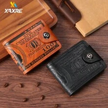 XAXRE 1-częściowy męski portfel na dolary (zapinany na guziki/zamek błyskawiczny/składany na pół), męski portfel ze skóry ekologicznej w stylu vintage z zapięciem na zatrzask - kompaktowy, design z wieloma przegródkami na karty - dla mężczyzn - idealny prezent na Dzień Ojca, urodziny i specjalne okazje odpowiedni dla nastolatków letnich, codziennych, na zewnątrz, do uprawiania sportu lub na wakacje, prezent podróżny lub na ukończenie szkoły lub prezent urodzinowy, dodatki do stroju, formalne/biznesowe, formalne