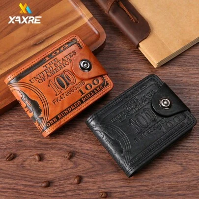 XAXRE 男士美元钱包（纽扣款/拉链款/对折款），复古风格仿皮钱包，按扣闭合 - 浪漫情人节男士礼物 - 小巧安全设计，多个卡槽 - 男士适用 - 父亲节、生日及其他特殊场合的完美礼物
