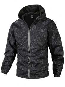 Men's Windproof And Waterproof Jacket, Casual And Breathable, With A Hood, Zipper, Long Sleeves And Pockets, Suitable For Hiking, Jogging, Cycling, Outdoor Fitness And Sports.