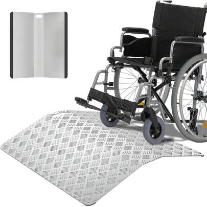 YARDIN Soglia rampa soglia ponte rampa per sedia a rotelle, soglia porta rampa in alluminio, rampa soglia porta antiscivolo, portatile con maniglie, capacità di carico 270 kg, 60/80/100 cm