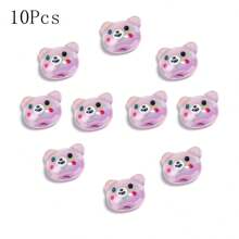 10 pièces de perles acryliques colorées de têtes d'ours et de pandas plaquées multicolores pour la fabrication de bracelets, colliers, chaînes de téléphone portable et pendentifs DIY