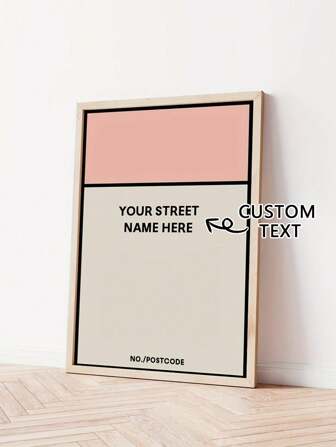 1pc Customized Street Name Art Print Poster, Personalized Housewarming Gift, Classic Modern Art Decor, Letter Combination Canvas Art, Suitable For Living Room, Bedroom, Kitchen, Classroom, Indoor And Outdoor Decoration