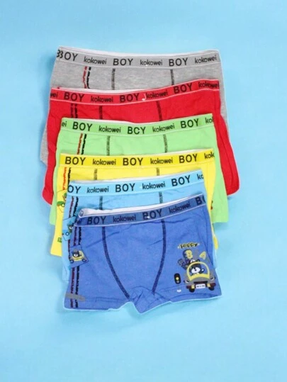 Conjunto de 3 Bóxer de algodón, Lindo diseño de Osito en su carro, multicolor, suaves, ligeros y cómodos. (los colores se envían al azar)