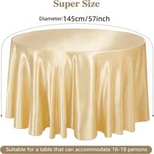 1 pièce Nappe ronde en satin couleur champagne, nappe ronde en tissu lisse pour la décoration