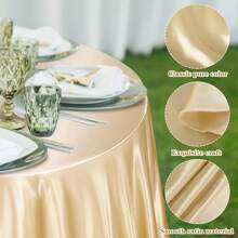 1 pièce Nappe ronde en satin couleur champagne, nappe ronde en tissu lisse pour la décoration