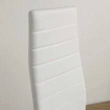 4pcs Backrest Cushion Horizontal Sewing Decoration PU Leather Dining Chair Round Tube White Cushion Gray Leg N201( Replace Encoding 13029116)