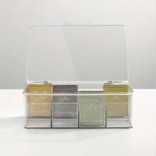 1 Piece Of Plastic Stackable Partition Storage Box Cover, Suitable For Kitchen Cabinets, Countertops, Tea And Coffee Bag Storage Boxes, 8 Transparent Compartments, Baskets, Boxes And Containers For Home Organization