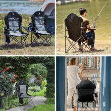 Folding Camping Chair High Back, Padded Lawn Chair, Portable Outdoor Chair For Adults, Supports 350 Lbs, Blue - Blue - View 7