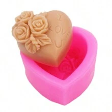 1pc Valentine'S Day Flower Love Rose Silicone Soap Mold, DIY Aromatherapy Handmade Gypsum Candle Making Mold