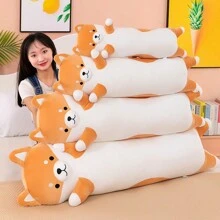 可爱长柴犬毛绒玩具抱枕创意哈士奇狗腰枕办公室午睡枕情人节礼物家居装饰毛绒公仔儿童安抚娃娃送男朋友女朋友新年节日礼物可夹腿睡觉长抱枕 - 彩色 - 查看 5