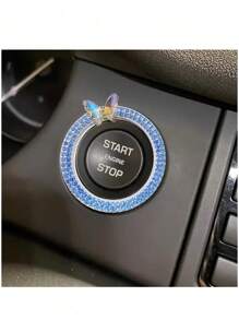Bling Ring Emblem 汽车配件 - 用于汽车按钮和旋钮的人造水晶水钻环、一键启动按钮、钥匙点火启动器和按钮环 - 均碼 - 查看 2