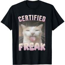 Certified Freak Funny Cat Meme T-Shirt - Black - View 1