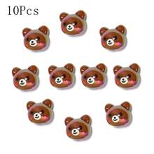 10 pièces de perles acryliques colorées de têtes d'ours et de pandas plaquées multicolores pour la fabrication de bracelets, colliers, chaînes de téléphone portable et pendentifs DIY