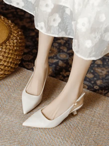 女士米色高跟鞋 - 优雅夏季一脚蹬尖头凉鞋，PU 皮革，性感商务和户外街头风格，凉爽舒适，适合旅行和办公室穿着，坚固耐用