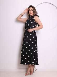 PLEATED POLKA DOT SET/IN009 - 黑色 - 查看 2