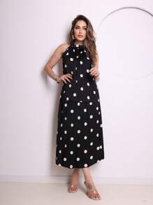 PLEATED POLKA DOT SET/IN009 - 黑色 - 查看 1