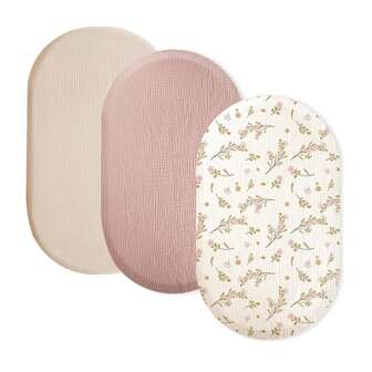 3PCS/Set Soft Breathable Baby Bassinet Sheets Fitted Bassinet Sheet Set Bassinet Mattress Sheets Universal Fit For Rectangle Round Oval Mattress