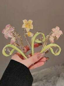 1 chiếc kẹp tóc nữ nhiều màu sắc, họa tiết hoa, lá dành dành và ngọc trai giả, phụ kiện tóc thời trang, thích hợp sử dụng hàng ngày và làm quà tặng ngày Valentine. Kẹp tóc, kẹp hàm, kẹp cài tóc, kẹp giữ tóc, kẹp bắt tóc, thích hợp cho mùa thu đông, đi nghỉ mát, mùa hè. - Màu vàng - Xem 9