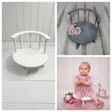 Children's Wooden Solid Seat Assembly Retro Semi-Circle Back Stool Baby Photo Photography Stool Home Mini Children's Stool Photo Studio Photography Prop Wooden Stool Baby Shower Easter Gift Things For Girls/Boys