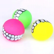 Pet Dog Tooth Shaped Chewing & Sound Making Toy, Rubber Squeaky Ball Toy For Large Dogs, Multi-Color - Multicolor - View 6