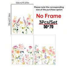 3 bức tranh màu nước hoa lá, tranh nghệ thuật cánh đồng hoa dại, tranh in hình thực vật nhiều màu sắc, tranh canvas, trang trí nhà cửa cho phòng khách, phòng ngủ, quà tặng sinh nhật và tốt nghiệp. - Nhiều màu - Xem 15