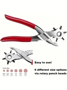 1pc Professional Leather Hole Punch Tool - For Punching Holes On Belts, Watch Bands, Handbag Straps Etc. - Precision Multi-Size Fabric And Leather Puncher For Crafts And Simple DIY Belt Holes - Multicolor - View 8