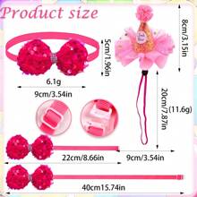 1 Set Pet Bow Tie Hat, Birthday Party Decorations, Lace Sequins Bowknot Pet Hat Set