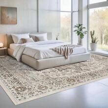 9x12 Area Rugs Living Room - Large Boho Stain-Resistant Rugs With Non-Slip Backing, Vintage Design Bedroom, Beige/Brown, Home Decor Floor - Ivory - View 3