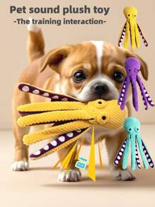 1 件宠物章鱼毛绒玩具，带声音和吱吱声，适合狗和猫的互动咀嚼玩具，由柔软的灯芯绒材料制成 - 薄荷綠 - 查看 12