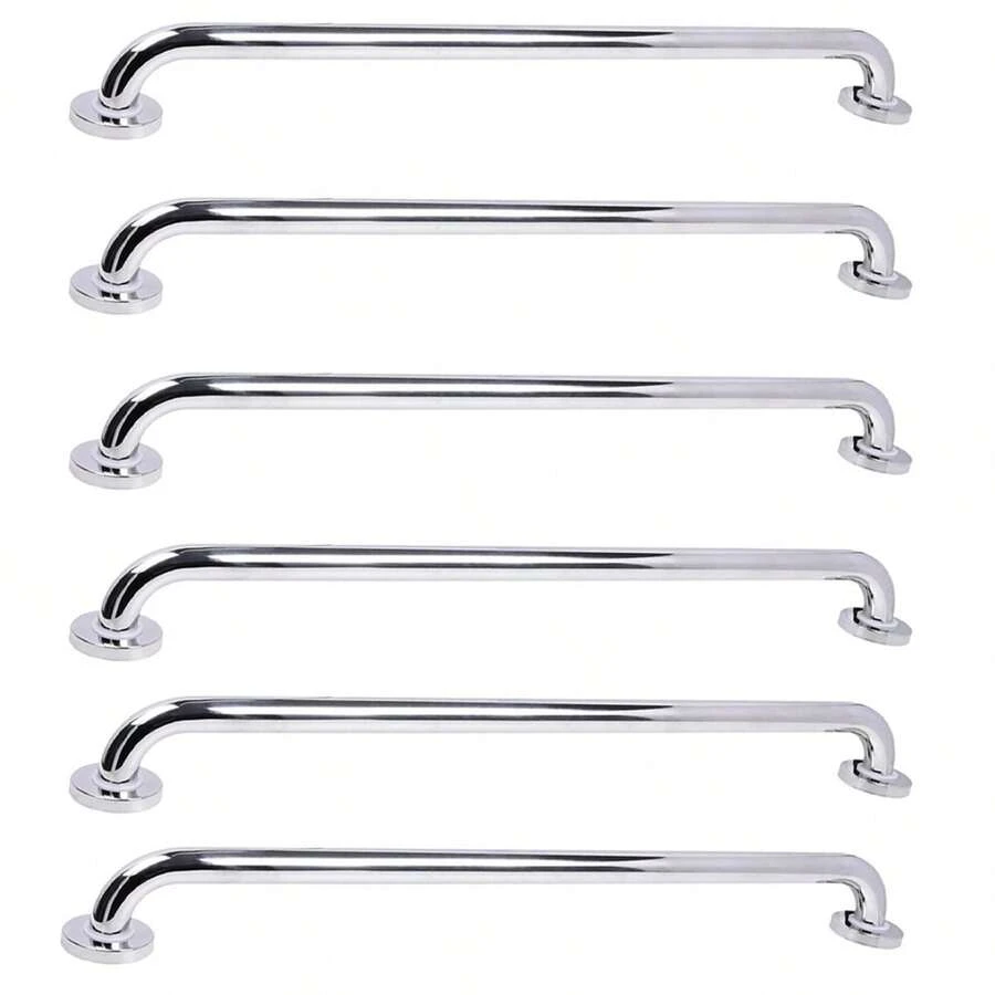 Barra de Apoio 70cm Aço Inox Kit 6 Unidades Idoso Criança Gestante Banheiro Box Casa Acessibilidade Deficiente Corrimao Suporte