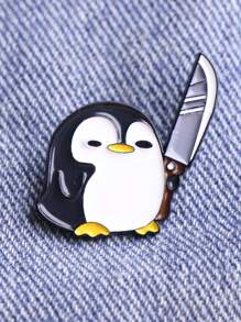 1pc Metal Penguin Shaped Brooch Pin, Fashionable Lapel Pin For Daily Wear, Gift For Friends - Multicolor - View 1
