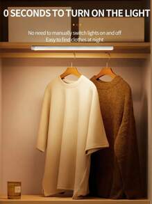 1 件 LED 运动传感器夜灯，白色/暖白色 5V USB 可充电 LED 橱柜灯，磁性橱柜下无线照明，适用于衣柜、橱柜、楼梯、餐具室