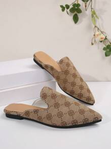 Giày lười mũi nhọn nữ thu 2025, giày lười da lộn, giày lười đế bằng hở lưng thanh lịch, đa năng, phù hợp với mọi mùa - Màu Khaki - Xem 7