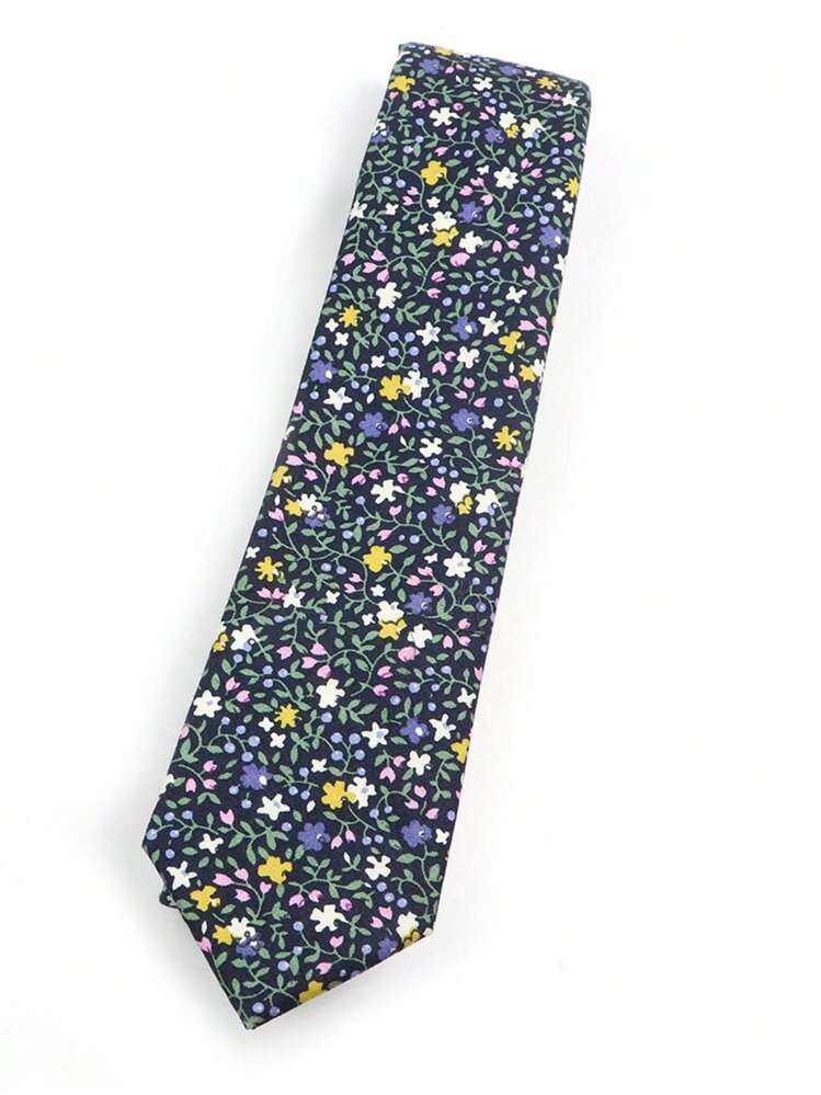 ZONFAZ 1 件男士时尚碎花印花领带，2.4-2.6 英寸宽，柔软亲肤材质，适合婚礼、派对、约会和其他场合男士领带 - 彩色 - 查看 7