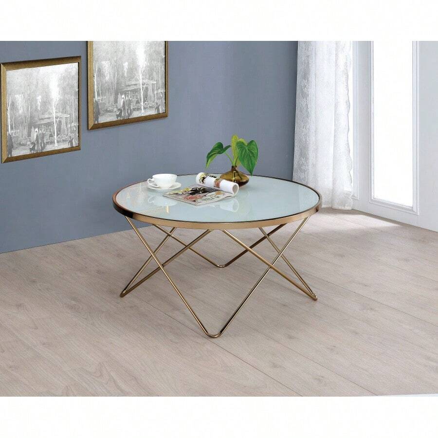 Valora Frosted Glass Top & Champagne Finish Coffee Table - Nhiều màu - Xem 1
