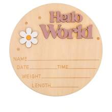 1个木质“Hello World”标牌，可用作出生记录板、幼儿园姓名牌、医院拍照道具、婴儿洗礼纪念品 - 木質色 - 查看 8