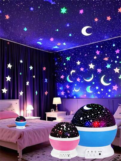 Proiettore a stelle e luna, luce di proiezione a 360°, adatto per la decorazione della stanza, regali di compleanno per ragazzi e ragazze