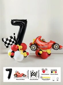 112pcs/Set Racing Theme Party Decoration Balloons, 32 Inch Black Number 0-9 Balloons, Racing/Tire/Black & White Checkered/Flag Balloons, Suitable For Birthday Party Decoration Props, Baby Shower - 彩色 - 查看 17