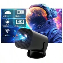 HASATEK HASATEK przenośny inteligentny projektor 4K HY320, Android 11, 4K 1280*1080P, podwójne WiFi, regulowany w zakresie 180°, odpowiedni na kemping i do kina domowego, idealny prezent dla rodziny i przyjaciół