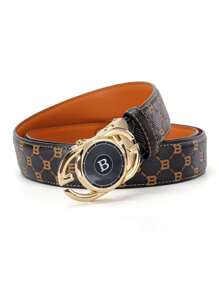 Nouvelle ceinture automatique pour hommes avec boucle de ceinture polyvalente et avancée avec lettres gaufr\u00e9es