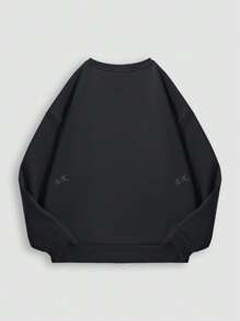 Pull-over minimaliste à imprimé slogan de couleur unie, Sweat-shirt à capuche oversize pour femmes. Tissu épais et doublure polaire pour l'automne et l'hiver. Style basique, encolure ronde, ample et décontracté. Convient pour les vêtements de temps froid, idéal pour les sports de plein air.