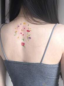 6pcs Colorful Hummingbird & Floral Pattern Temporary Tattoos, Waterproof Body Art Stickers For Men/Women, Daily, Party, Holiday Gift, Finger, Wrist, Shoulder, Neck, Collar Bone