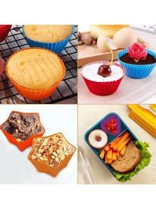 24 Peças, Copos De Muffin De Silicone Coloridos - Forros De Cupcake Reutilizáveis Antiaderentes Em Formatos Redondos, Estrelas, Corações E Flores - Perfeitos Para Assar E Decorar - Utensílios E Acessórios De Cozinha