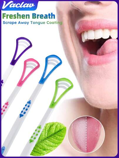 Raspador de lengua, limpiadores de salud oral, cepillo de limpieza, soluciona el problema de la lengua blanca, limpia los restos de alimentos, diseño curvo, disfruta de un aliento fresco, adecuado tanto para hombres como para mujeres