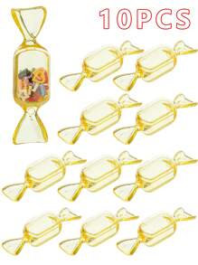 10 piezas Cajas de regalo para fiestas con forma de caramelo, organizador de anillos con tapa, contenedor de plástico para caramelos lindo, estuche de exhibición para joyería DIY, accesorios para Navidad, boda, fiesta y viaje