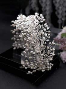 Elegant Pearl & Crystal Rhinestone Bridal Headband, Chic Bride Or Bridesmaid Headdress For Wedding, Party, Prom - A - View 6