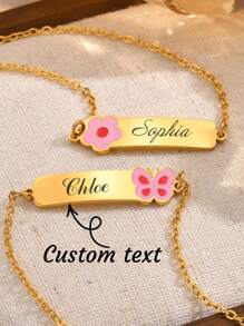 1 stuk schattige en minimalistische roestvrijstalen roze vlinderbloem gouden ketting, sieraden cadeau voor vrouwen, geschikt voor dagelijks gebruik, gepersonaliseerd cadeau voor school, vakantie